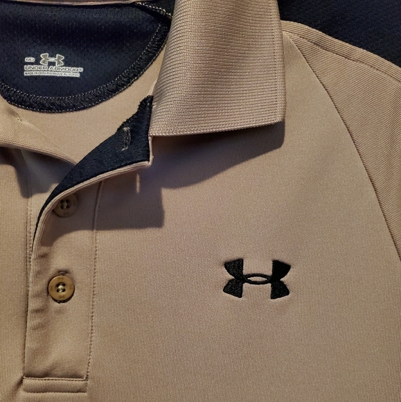 Under Armour Other - Under Armour Men's Polo - Tan/Black - Medium